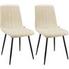WAFTING Set di 2 Sedie da Pranzo, Sedie a Righe Imbottite con Schienale Alto con Pieds in Metallo, per Sala da Pranzo, Soggiorno, Cucina e Reception, Beige