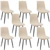 ANVOFONG Set Di 8 Sedie Da Pranzo,Sedia Da Cucina Con Piedi In Metallo Nero,Sedie Imbottite Con Tessuto Di Lino,Sedia Da Camera Da Letto Salotto,Beige