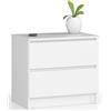 AKORD | Cassettiera K60 a 2 Cassetti | Moderna Mobiletto per Soggiorno Sala da Pranzo Camera da Letto Corridoio Bagno | Armadio Cameretta | 60x55x40 cm | Bianco