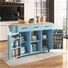 Henjda Carrello da cucina con 5 ruote, isola da cucina con piano di lavoro pieghevole, 3 cassetti e 2 ante, credenza mobile, per cucina e sala da pranzo, 139 x 46 (71) x 91,5 cm