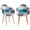 GrandCA HOME Set di 2 Sedie da Pranzo Moderne con Braccioli, Gambe in Faggio, Sedie da Cucina Patchwork Nordiche per Cucina, Soggiorno, Sala da Pranzo, Camera da Letto (Blu)