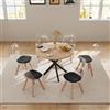 GrandCA HOME Tavolo da Pranzo con 6 Sedie, Tavolo da Pranzo Rotondo da 100 CM, Sedia da Cucina Imbottita Trasparente, Set Tavolo da Pranzo e Sedie (Chiaro + Nero)