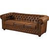 MASSIVMOEBEL24.DE Oxford Divano Chesterfield - Stoffa/Marrone - Stile Coloniale 203x86x72