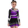 MSemis Bambina Costume da Cheer-Leader Manica Lunga Vestito da Pattinaggio Artistico Maglietta Maglia Crop Top + Gonna Corta Vestito Danza Moderna Jazz Hip Hop Carnevale Viola 15-16 Anni