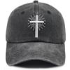 Hatxasdim Cappello da Baseball Cristiano da Uomo e Donna, Regolabile, in Cotone, Ricamato, con Croce, Nero, Taglia Unica