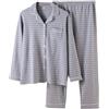 ZDSUHYIW Pigiama da uomo in pile lungo e pantaloni da pigiama, comodo, leggero, da notte, lungo, caldo, traspirante, casual, da notte, grigio chiaro, L
