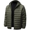 ZDSUHYIW Giacca ibrida da da uomo trapuntata con cappuccio, giacca a vento oversize, giacca a vento da uomo, con colletto alto, giacca invernale spessa, verde, M