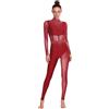 Zaldita Donna Bodysuit da Balletto Danza Classica Manica Lunga con Strass in Rete Trasparente Leotard Jumpsuit da Ginnastica Ritmica Tuta da Pattinaggio Yoga Fitness A Nero XXL
