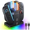 FASTSNAIL RGB Caricatore per Switch 2, Dock di ricarica compatibile con Switch 2 per Joycon 2, Controller accessorio per Switch 2, 9 modalità di luce RGB(NON per Switch 2017/OLED)