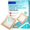 LEISGOTO Medicazione in schiuma di silicone, per ferite, anti-infezioni, ipoallergenica, traspirante, assorbente per tagli, abrasioni, ulcere, ferite, ferite, 10 cm x 10 cm