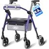VOCIC Deambulatore per anziani, Rollator pieghevole e leggero con sedile, 6,3 kg, ultraleggero, max 150 kg, sedile ergonomico, altezza regolabile, walker stretto per casa & viaggi,nero