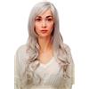 Wig Me Up - Parrucca Mix Di Bianco E Grigio Con Meravigliosi Capelli Lunghi Ricci/Ondulati, Frangetta E Riga Laterale, Circa 70 Cm 9204S-51
