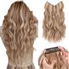 Silk-co 50cm Extension Capelli Clip con Filo Invisibile Extension con Elastico Capelli Ricci Ondulati Naturali Posticci, Castano Chiaro & Biondo Platino