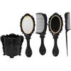 Takingup Set da toeletta vintage: specchietto, spazzola per capelli districante, pettine a denti larghi, pettine a coda di topo e supporto per toletta o bancone del bagno per ragazze, spazzola vintage