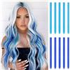 ARWIG 10 Pezzi Extension Capelli Blu, 55 cm Extension Clip Lisce Colorate per Ragazze e Donne, Capelli Sintetici per Feste, Cosplay e Carnevale
