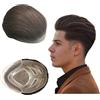 Mprosthesis FPM Toupee per uomini 10 x 8 - Sistema di sostituzione dei capelli umani, protesi per capelli, unità per capelli (#2 marrone scuro)