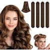 LOPHE Bigodino Morbidi, 4 Pezzi Ricci Senza Calore con 1 Seta Fazzoletto, Nessun filo, Heatless Hair Curler per la Notte, Bigodino Lungo per Boccoli per Corti, Lisci o Ricci（Marrone）