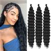 Labooe Ocean Wave Braiding Hair for Black Women Deep Wave Crochet Hair Ocean Wave Crochet Synthetic Hair Extension for Boho Braids (1B#, 18inch-3packs)