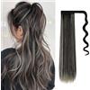 Gairyan 55cm Coda Capelli Extension Coda di Cavallo Lisci Posticci per Capelli Wrap Around Ponytail Extension Finta Estensione Sintetici Lungo per Donna, Nero Naturale & Biondo