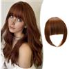 XFSRG Finta Capelli Clip Frangia piatta Capelli Veri Naturali Extension Frontale Fascia Unica Corti Hair Bang Fringe Hairpiece Posticci per Donna(Marrone chiaro)