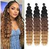 Labooe Ocean Wave Braiding Hair for Black Women Deep Wave Crochet Hair Ocean Wave Crochet Synthetic Hair Extension for Boho Braids (1B/30/27#, 18inch-3packs)