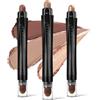LUXAZA - Set di 3 matite per ombretto, colore marrone neutro, opaco e luccicante, matita per ombretto cremoso, bacchetta per ombretto rosa brillante, impermeabile, durevole, trucco per occhi fumosi