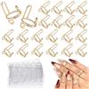 TOROKOM 20PCS Anelli per Unghie Wudu Riutilizzabili con 96 Adesivi - Set Regolabile di Unghie a Pressione Senza Colla per Donna, Coperture per Unghie in Metallo, Accessori per Nail Art (Oro)