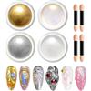 LEDSUUEI Polvere per unghie cromata dorata: polvere cromata argento effetto specchio per unghie glitterate, lunga durata, perla, aurora, sirena, smaltata, ciambella, pigmento olografico, decorazione