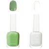 YCZCHE14 Smalto Classico a Tinta Unita 2 Pezzi Smalto a Base d'acqua a Lunga Durata Smalto Unghie Verde Chiaro Senza Lampada UV per Donne Nail Art Fai da te da Salone(7ML Verde+Bianco)