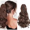 Cybelleza Coda Capelli Extension Clip Claw Coda di Cavallo con Pinza Mossi 45cm Posticci per Capelli Ricci Ponytail Sintetici Lunghi Coda Finta Ondulati, Rosso marrone