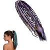 Generico Coda di cavallo elastica dread, extensiones De Cabello,boho intrecciato a mano con perle e conchiglie, semplice fissaggio elastico a coda di cavallo in un minuto, code di cavallo avvolte