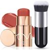 Ceboic Blush Stick, Crema di Fard per Occhi Labbra e Guance, Fard per il Viso con Pennello, Contouring Viso Stick in Crema, Lunga Durata Leggero Stick di Fard, Liscia Blush per Tutte Le Tonalità Della Pelle