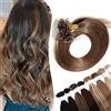 SEGO Extension Capelli Veri Cheratina Dura 100 Ciocche 40cm 50g #4 Marrone Medio - 100% Remy Human Hair Invisibili 50g per Allungare Capelli
