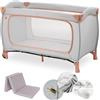 hauck Lettino Neonato Da Viaggio Sleep N Play Go Plus - Set XXL Con Materasso, Lenzuolo, Zanzariera e Coprimaterasso - Culla Da Campeggio Pieghevole - (Dusty Cork)