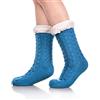 SDBING Calzini invernali da donna, super morbidi, caldi, comodi, foderati in pile, con pinze antiscivolo, Turchese, taglia unica