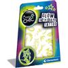 Clementoni-18687-Crazy Chic-Glow in The Dark Tattoo-Tatuaggi Fluorescenti, Kit Tatuaggi temporanei Bambini 6 Anni, Tattoo Adesivi Impermeabili, Tattoo Stickers, Gioco Creativo, Multicolore, Medio