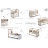 CUORICINI Letto Infinito Evolutivo 6in1 Naturale-Bianco con Tessile Tortosa