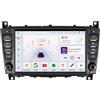 Happiq Autoradio con Bluetooth e CarPlay per Mercedes-Benz Classe C W203/W209 e CLK200 - Compatibile con Apple e Android - Impianto stereo con sistema di navigazione - 6 GB di RAM, 64 GB di memoria interna, display da 8"