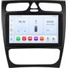 Happiq Autoradio con Bluetooth e CarPlay per Mercedes-Benz Classe C/Classe CLK (W203/W209/S203/A209/W168) - Compatibile con Apple e Android - Impianto stereo con sistema di navigazione - 3 GB di RAM, 32 GB di memoria interna
