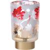 Lampada a Batteria in Vetro Foliage Hervit Oro e Rosso 11x20 cm