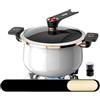 Serenophile Pentola per zuppa, 7 l, in ghisa smaltata con coperchio in vetro senza rivestimento, grande capacità di cottura per fornelli a induzione a gas, stufato a pressione (7 l bianco)