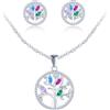 MICMIF Donna Albero Della Vita Set Gioielli Argento 925 Orecchini e Collana con Colori Zirconia, Parure Gioielli Orecchini a Bottone Albero Della Vita Ciondolo Collane per Donne e Ragazze
