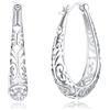 IMINI Orecchini a cerchio in argento Sterling 925 con filigrana vintage, ovali, per donne e ragazze, alla moda, con trama scavata, con fiore delicato a goccia, ipoallergenici, mamma, Oro