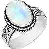Sterling Silver Jewelry Anelli da donna placcati in argento con pietre naturali e sintetiche, ipoallergenici, stile vintage, forma ovale, gioielli fatti a mano, regalo per anniversario, Natale o occasioni speciali, 25