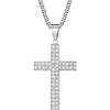 Dsnyu Collana a croce da uomo, lunga in titanio, doppia fila, con zirconi, da donna, alla moda, lunga, 60x0.3CM, Senza Gemstone