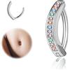 ZS 14G Clicker Piercing Ombelico per Donna, Argento 925 Anelli per Ombelico con Bilanciere Diamanti Inverso Curvo Piercing Banana Gioielli per il Corpo