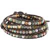 Emibele Bracciale Multistrato Avvolgente in Pelle per Donna e Ragazza, Bracciale Intrecciato con Cristalli e Perla Braccialetto con Fermaglio Magnetico