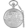 Tiong Vintage Bronzo/Argento/Oro/Nero Orologio da Tasca al Quarzo per Uomini Numeri Arabi Quadrante Bianco Orologi da Tasca da Uomo con Catena, 62-argento, Retrò