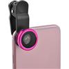 Ruilogod 3 in 1 180 gradi occhio di pesce 0.67x kit di lenti per fotocamera macro grandangolare fucsia