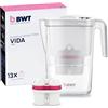 BWT Caraffa filtrante BWT Vida Bianco con 13 cartucce al magnesio | filtro acqua rubinetto | riduzione calcare cloro metalli | per bere, cucina, tè, caffè | design compatto e pratico